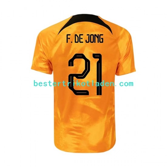 Fußballtrikot Niederlande Frenkie de Jong 21 Heim Trikot Home WM 2022 Kurzarm für Herren