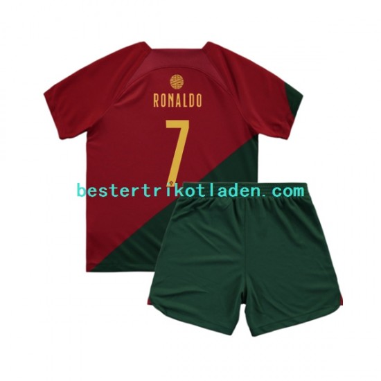 Fußballtrikot Portugal Ronaldo 7 Heim Trikot Home WM 2022 Kurzarm für Kinder