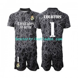 Fußballtrikot Real Madrid Courtois 1 Torwart Auswärts Trikot Away 2022-2023 Kurzarm für Kinder
