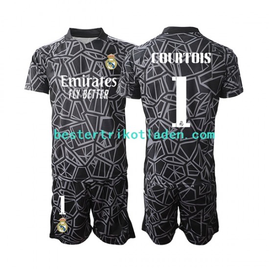 Fußballtrikot Real Madrid Courtois 1 Torwart Auswärts Trikot Away 2022-2023 Kurzarm für Kinder