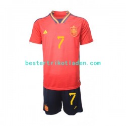 Fußballtrikot Spanien Alvaro Morata 7 Heim Trikot Home WM 2022 Kurzarm für Kinder