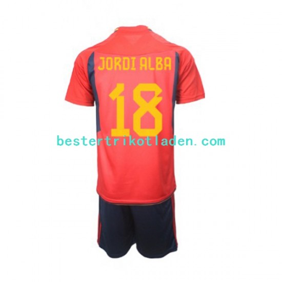 Fußballtrikot Spanien Jordi Alba 18 Heim Trikot Home WM 2022 Kurzarm für Kinder