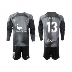 Fußballtrikot Atlético Madrid Jan Oblak 13 Torwart Auswärts Trikot Away 2022-2023 Langarm für Kinder