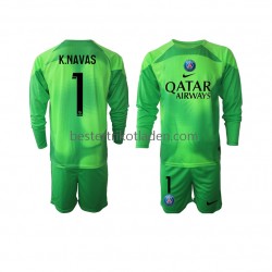 Fußballtrikot Paris Saint-Germain Keylor Navas 1 Torwart Heim Trikot Home 2022-2023 Langarm für Kinder