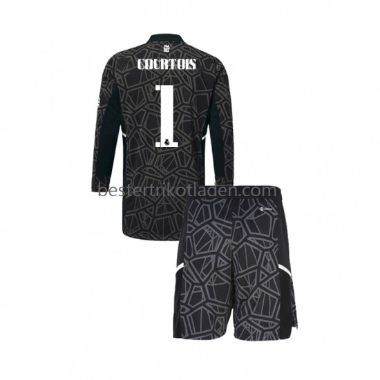 Fußballtrikot Real Madrid Courtois 1 Torwart Ausweich Trikot 3rd 2022-2023 Langarm für Kinder