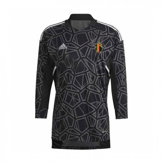 Fußballtrikot Belgien Torwart Heim Trikot Home WM 2022 Langarm für Herren