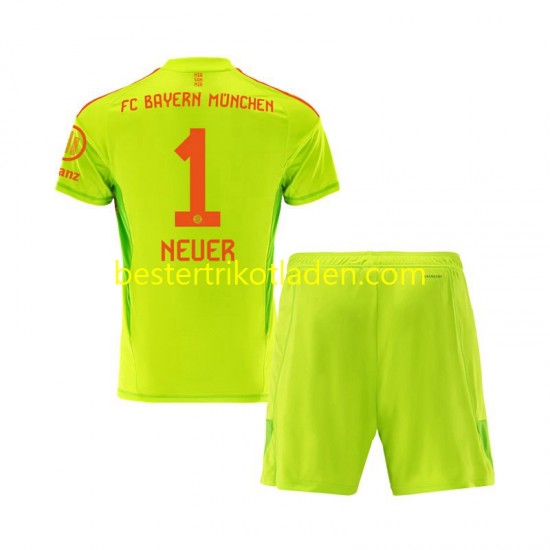 Fußballtrikot FC Bayern München Manuel Neuer 1 Torwart Heim Trikot Home 2024-2025 Kurzarm für Kinder