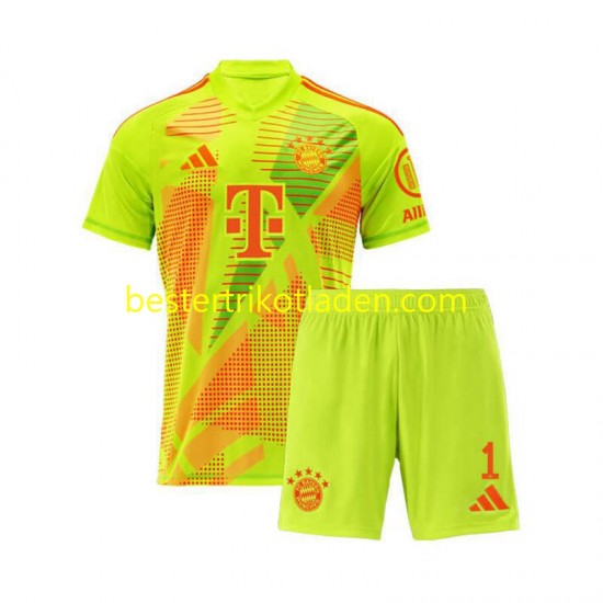 Fußballtrikot FC Bayern München Manuel Neuer 1 Torwart Heim Trikot Home 2024-2025 Kurzarm für Kinder