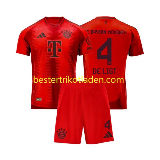 Fußballtrikot FC Bayern München Matthijs de Ligt 4 Heim Trikot Home 2024-2025 Kurzarm für Kinder