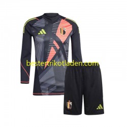 Fußballtrikot Belgien Torwart Heim Trikot Home Euro 2024 Langarm für Kinder