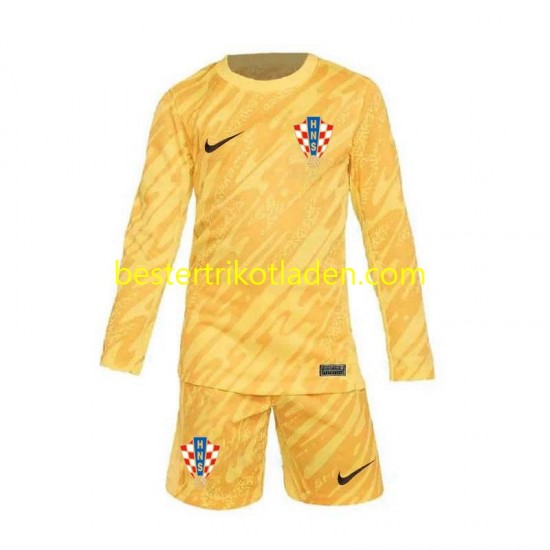 Fußballtrikot Kroatien Torwart Heim Trikot Home Euro 2024 Langarm für Kinder